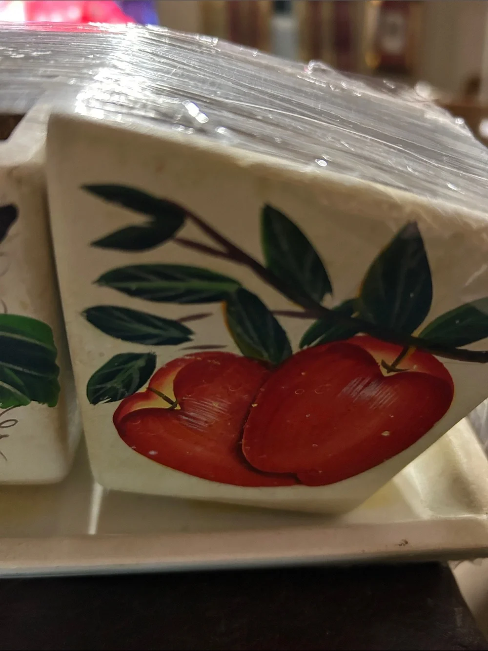 Fruit Ceramic planters with tray Countertop Or Window - White